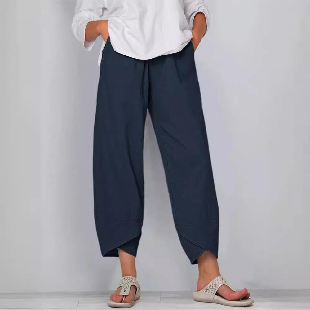 Summer Women's Pants Elastic Waist Cotton Loose Casual Pants