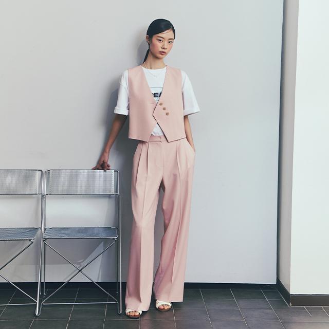 LAP Double-Pleated Stretch Wide Pants Ar2Wp472