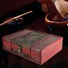 Handcrafted Desktop Wooden Vintage Jewelry Holder Storage Box Prop Decoration with Alloy Buckle