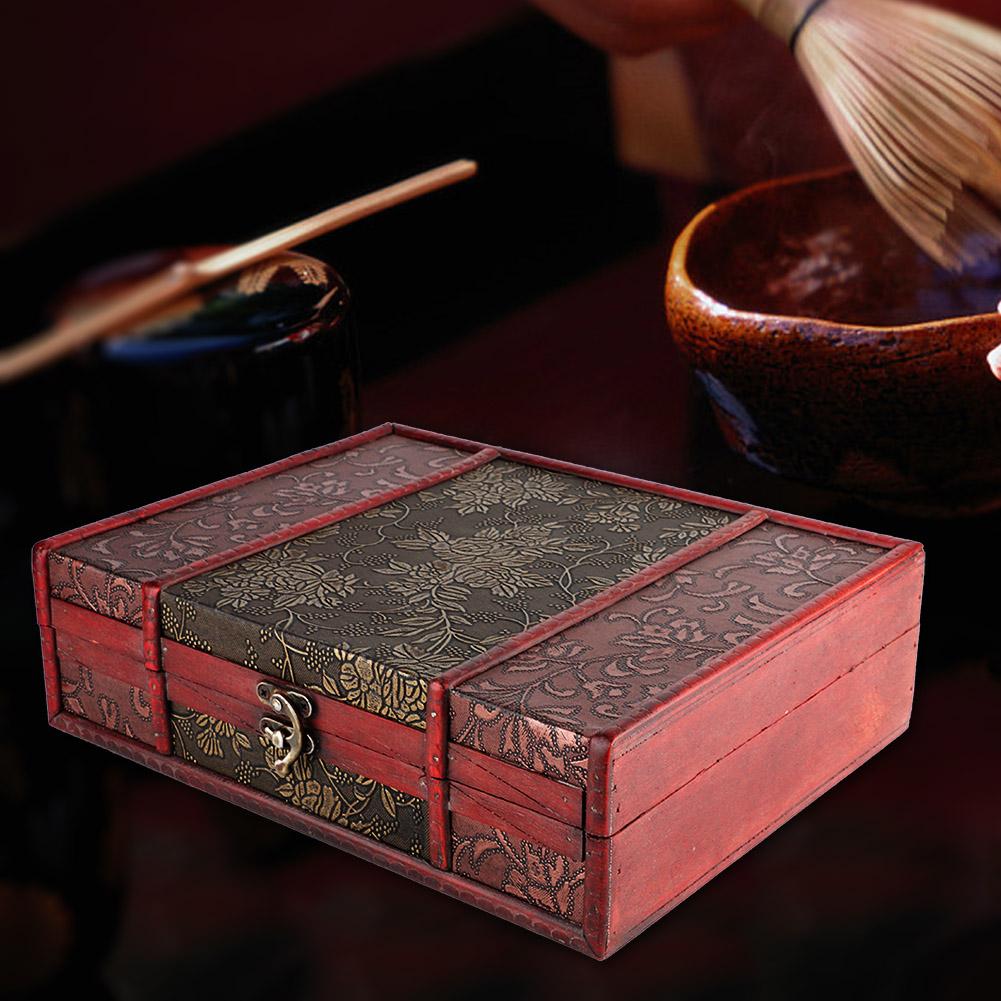 Handcrafted Desktop Wooden Vintage Jewelry Holder Storage Box Prop Decoration with Alloy Buckle