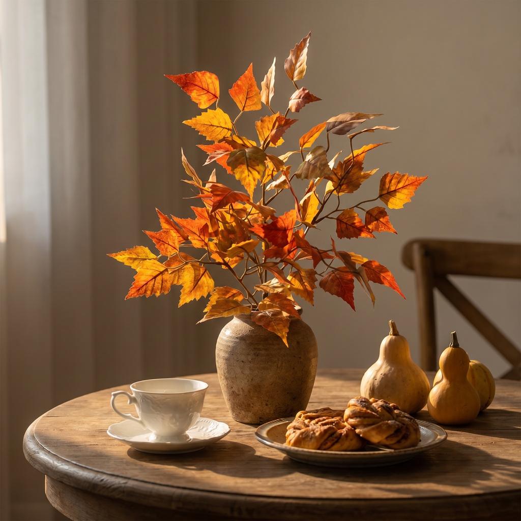 Artificial Fall Maple Leaves Bouquet for Thanksgiving Home Decor