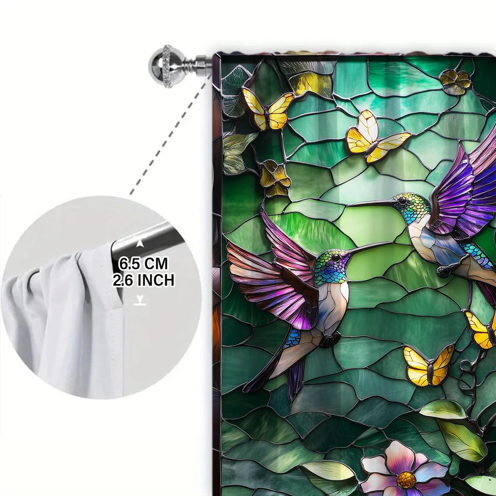 2pcs Colored Pigment Flower Painting Printed Curtain for Home Decor - Rod Pocket Window Treatment for Bedroom, Office, Kitchen