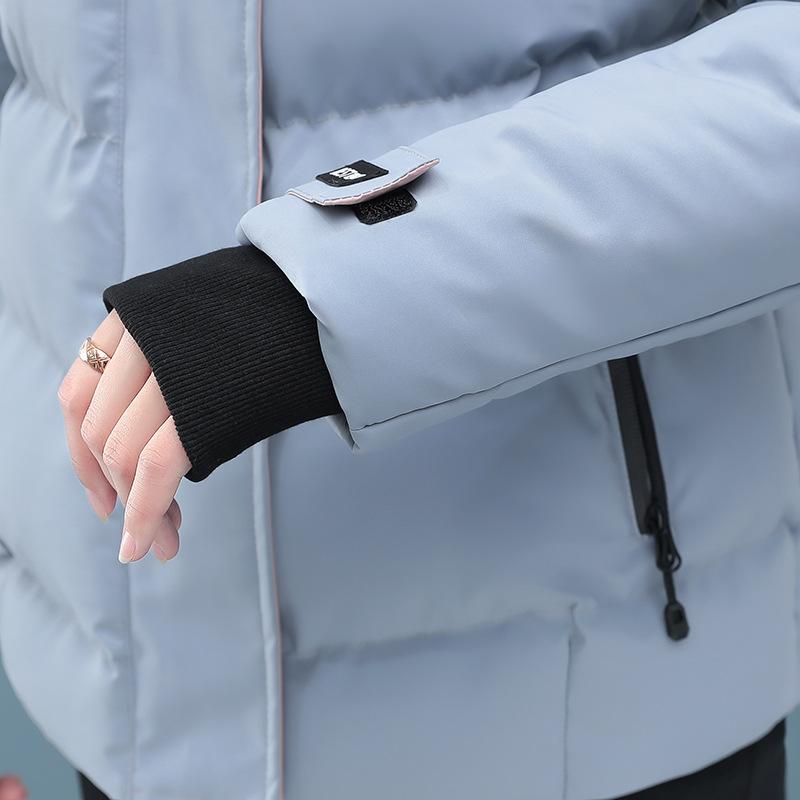 Jachetă de puf groasă și călduroasă de toamnă și iarnă pentru femei, mărime plus, scurtă, casual, largă, cu glugă și fermoar