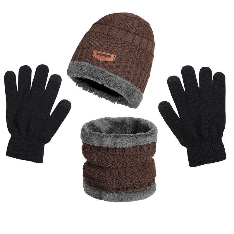 Unisex Winter Knitted Hat, Scarf, & Gloves Set - Fleece-Lined Wool