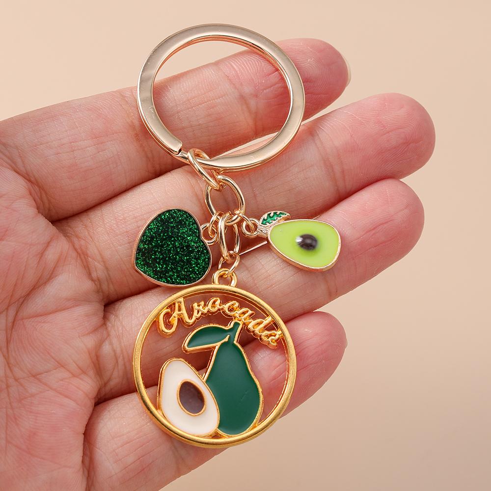Fashion Enamel Avocado Cherry Keychain Fruit Key Ring Pendants for Women Girls Handbag Decor DIY Key Chain Jewelry Gifts
