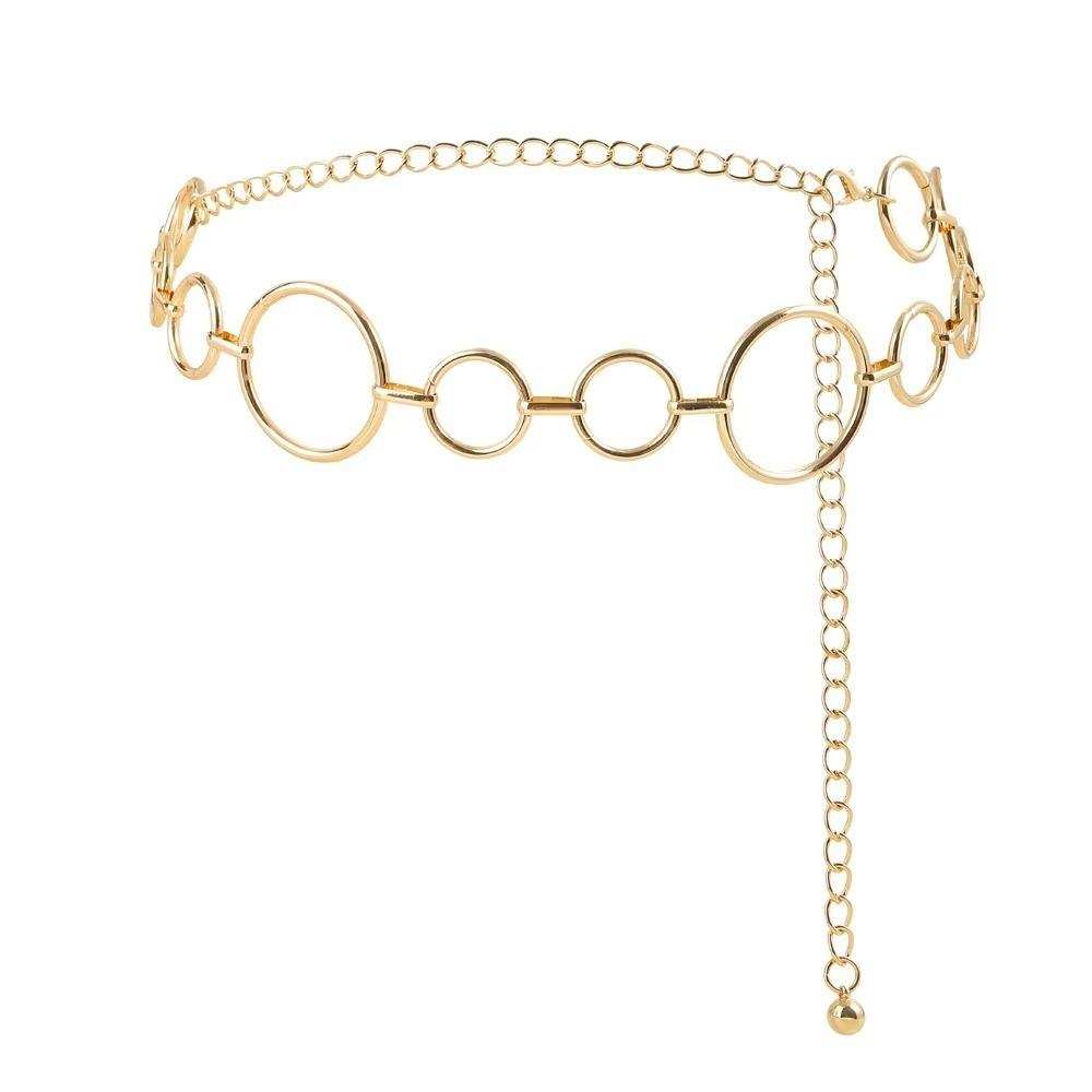 Chaîne de taille de luxe pour femmes Chaîne en métal en forme de grand cercle Accessoires de mode Ceinture