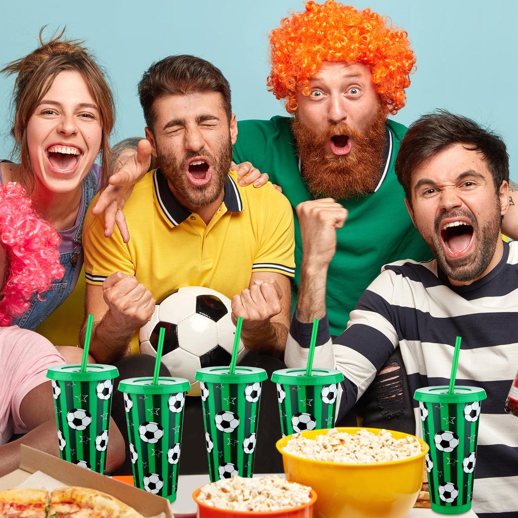 Kklolai 10 Stuks 24 Oz Plastic Voetbalbekers Herbruikbare Tumbler Met Deksel En Rietje Voetbal Verjaardagsfeest Cadeaus Voor Coach Fan Mannen Vrouwen