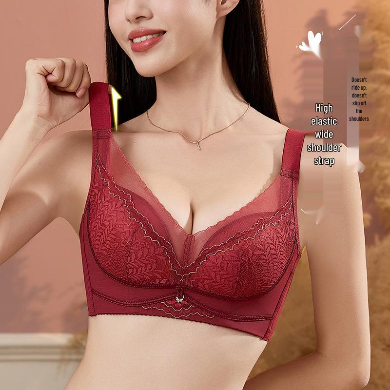 Cinema Uplift Bra: Push-Up, Anti-Sagging, Wire-Free, Side-Smoothing, Small Bust Enhancement, Red Lingerie