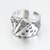 Hip Hop Fashion Exaggerated Cool Opening Ring Playing Card Crystal Rings for Men