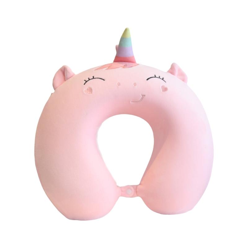 Soft Velvet U Shape Neck Pillow With Optional Animal Designs Memory Foam Cushion For Children Traveling
