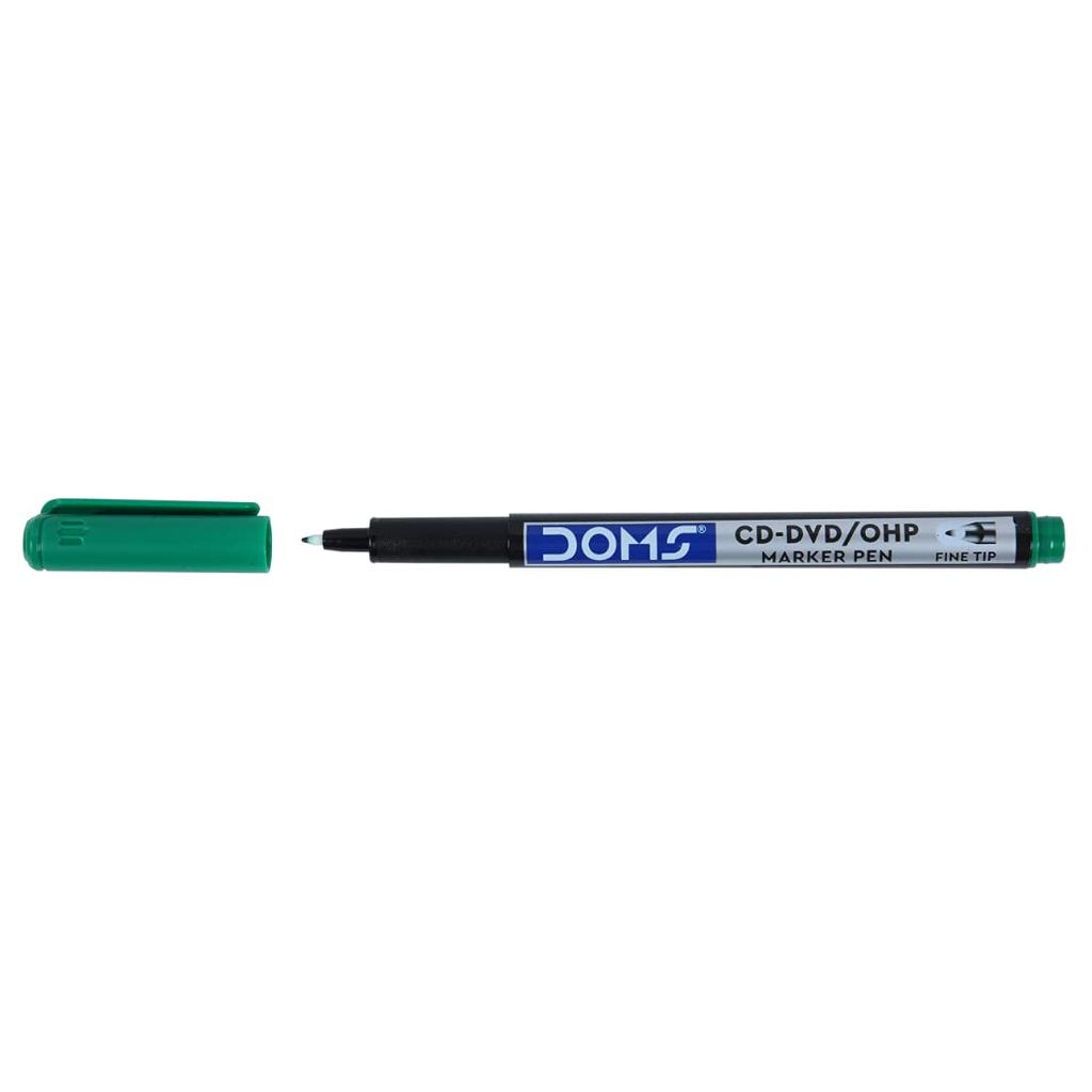 Doms Non Toxic CD DVD OHP Marker Pens Green Pack Of 1 20pcs For Office School Multi Surface Writing Labelling Smooth Ink