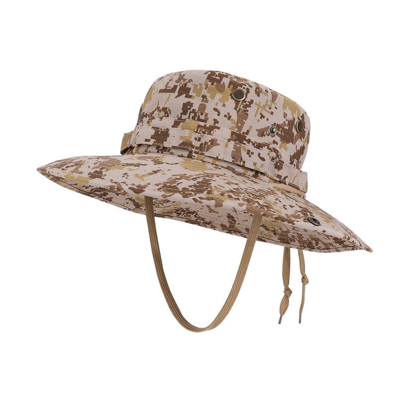 Spring and summer outdoor breathable sun-protective hat, sun hat for fishing, hiking hat, tactical hat, camouflage wide-brimmed hat