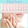 Glitter French Short Acrylic Nails Pink Gradient Nail Tips For Nail Extensions