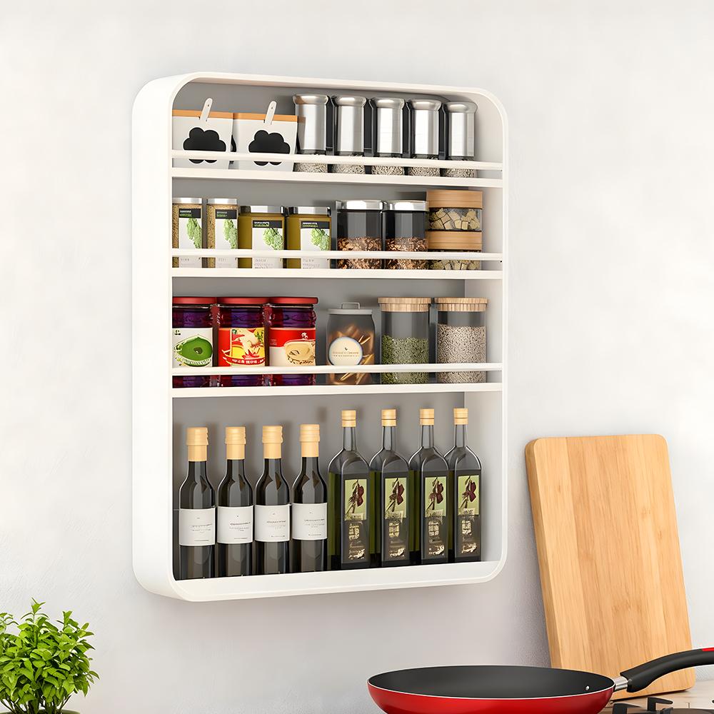 No-Drilling Wall-Mounted Kitchen Storage Shelf Multi-Purpose Storage Rack for Bathroom, Space-Saving Storage Organizer for Toiletries, Spices, Books