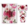 Painted Flowers Bathroom Shower Curtain Floor Mat Toilet Cover Foot Mat Four-Piece Pattern Size Fixed Zhi