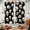 2 Stück - Halloween Gothic Stil Totenkopf-Print Vorhänge Stangentaschenvorhänge Heimdekoration Zimmerdekoration