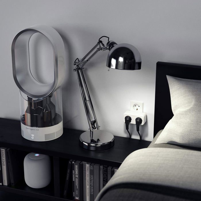 Prise double - SATECHI - Homekit - Blanc - Intérieur - Prêt à poser