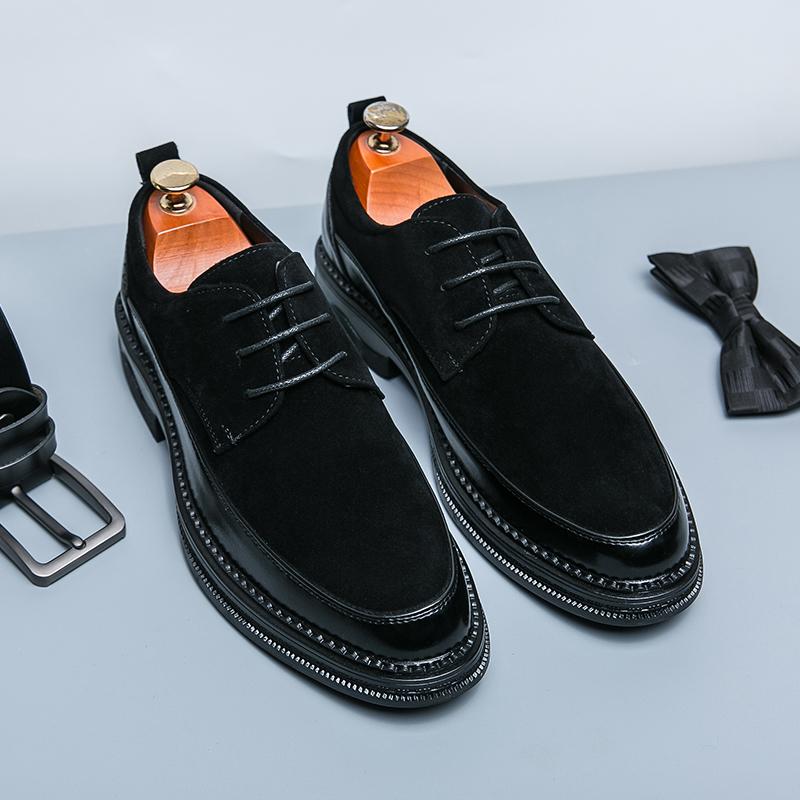 Fashion Fashion Brand Men's Suede Leather Shoes Soft Sole Non Slip British Style Flat Bottom Loafers Commuting Outdoor Men's Work Shoes