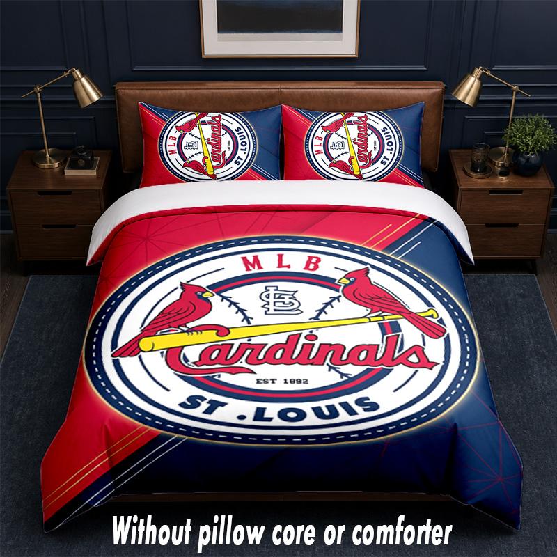 St. Louis Cardinals Design Bed Bedding Set 1 Duvet Cover + 2 Pillowcases Soft Breathable Household Bed Linens