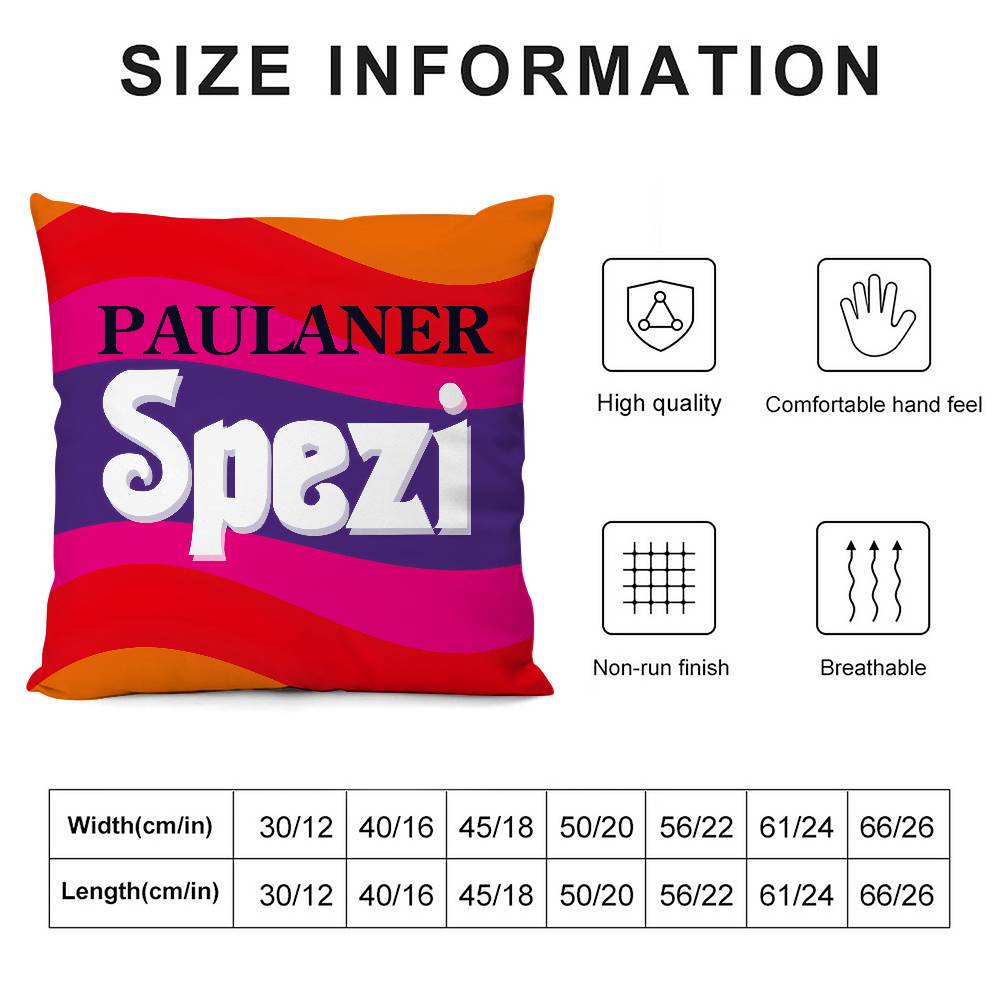 P-Paulaner Spezi Logo Pillow Case Sofa Living Room Bedroom Double-sided Printing Square Cushion Nap Time Pillow Case