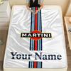 1PC Custom Name Martini Racing Patterned Flannel Blanket Suitable For All Seasons for Home Decor Warmth and Comfort Gifts Holiday Present -HE79