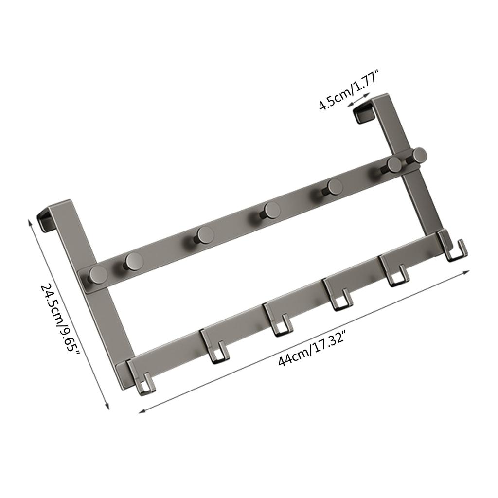 Bathroom Over the Door Hooks Coat Hanging Rack 13 Hooks Punch-free Clothes Hat Towel Hanger Organizer Rack Aluminum