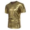 T-shirt da Uomo Lucida Metallica Estiva Casual Girocollo Manica Corta Top Magliette Nuova Moda Oro Costume di Scena Festa Disco Nightclub Tee