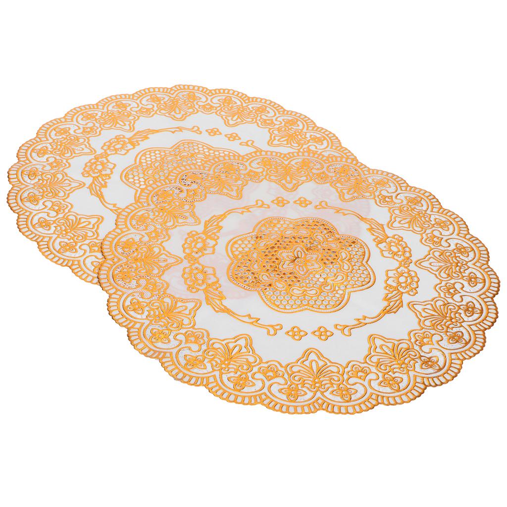 2PCS 38x38cm Table Mats PVC Gold Placemats Cup Mat Coaster for Wedding Party Supplies
