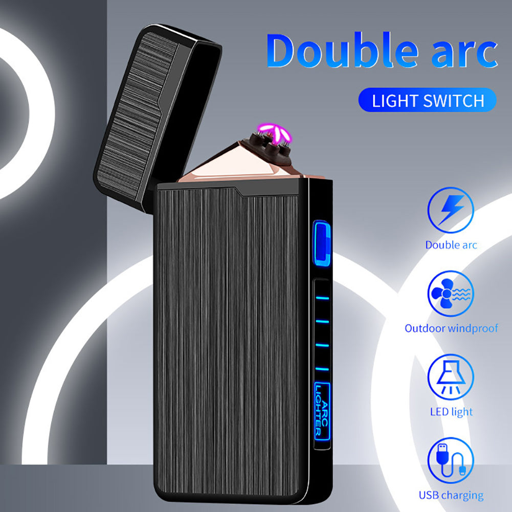 1Pc New Windproof Metal USB Lighter Torch Lighter Jet Dual Plasma Arc Lighter Gas Electric Butane Chargeable Pipe Cigar Lighter