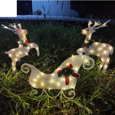 Light-Up Sledge Elk Christmas Decoration Animal Garden Pile For Outdoor Decoration Of Ground