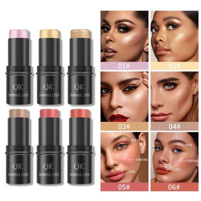 Einfaches Färben, tragbar, perlmuttartig, vielseitig, aufhellend, praktischer Konturierungs-Highlighter, Schatten-Rougestift für Wangen