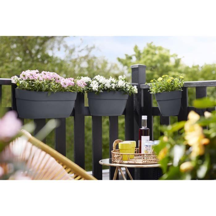 ELHO Balcony Planter Vibia Campana Easy Hanger Medium - L 24.1 X W 36 X H 26.5 Cm - Black - With Water Reservoir