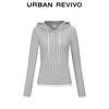 UR 2025 Fall Women's Playful Hooded Color Block Long Sleeve T-Shirt