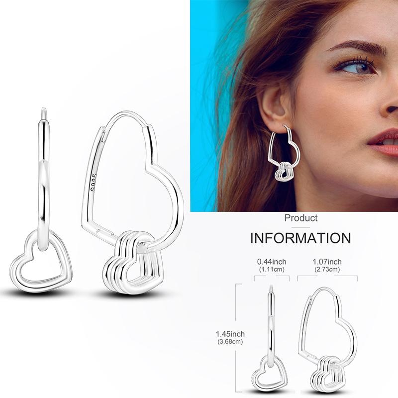 925 Silver Hoop Earring Moon Sun Earring Pendent Zircon Heart Shape Star Eardrop For Women Girl Making Jewelry