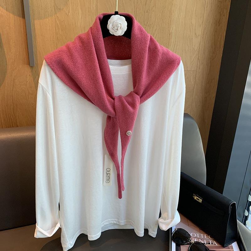 100% Wool Knitted Triangular Scarf Women Winter Warm Pashmina Headscarf Shawl Sold Color Neckerchief Kerchief Hijab Collar