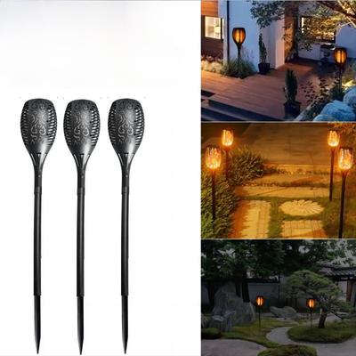 Solar Flammenleuchten für Außen, 12 LED Flackernde Fackelleuchten, Solar Gartenleuchten für Gehweg, Landschaft, Terrasse, Hofdekorationen