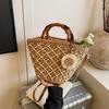 Summer Trend Grass Woven Bag for Women New Fashionable and Simple Casual Handheld Woven Bag for Beach Vacation Crossbody AVE