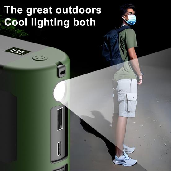 Waist Clip Cooling Fan with LED Light 5 Speed Adjustable 10000mAh Rechargeable Wearable Fan Multifunctional Portable Heatstroke Prevention Belt Fan