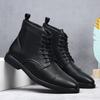 Black High Top Lace Leather Boots for Men Retro British Style Big Size Ankle Boot Male New Designer Autumn Winter Warm Shoes Man
