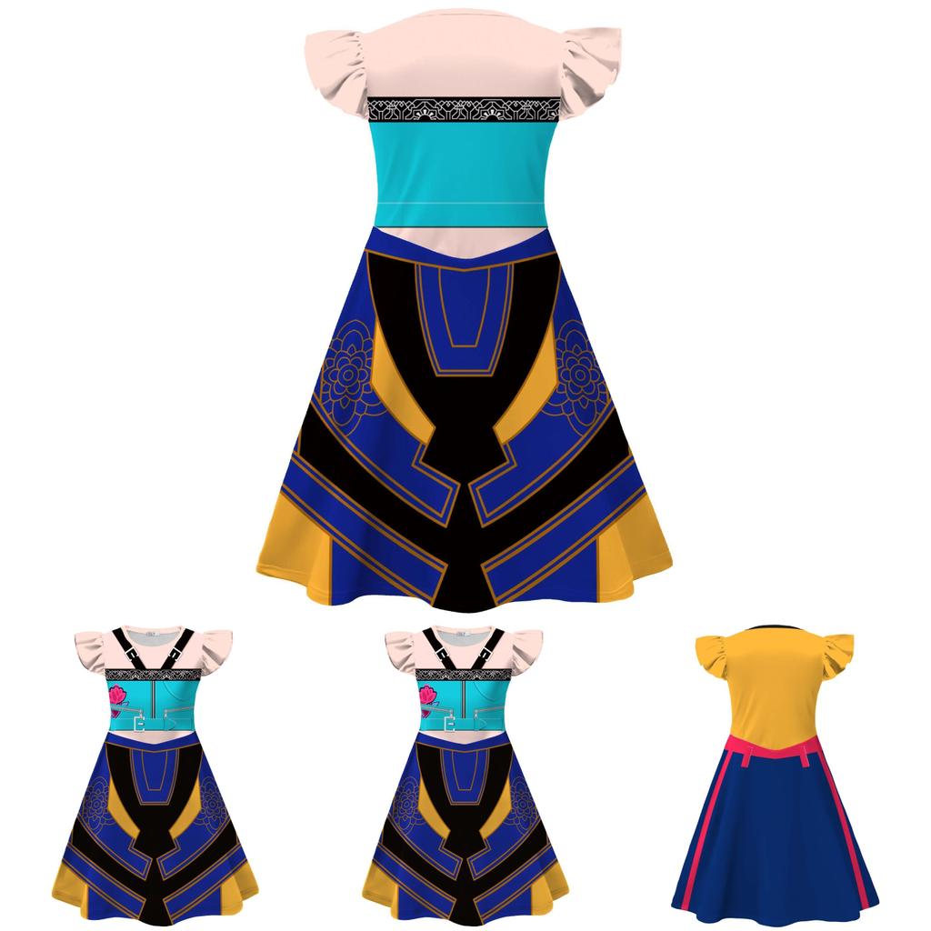Kpop Demon Hunters Girl Dress With Cartoon Pleated Fabric For Children 110-160cm