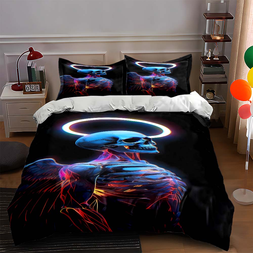 

Neon skeletal design. Bedding Duvet cover sets Duvet covers Pillowcases gifts (1 * Duvet Cover 2 * Pillowcases, without duvet insert) 135x200cm