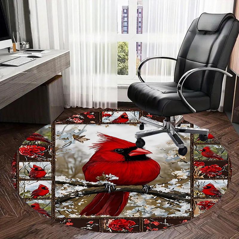 1PC Cardinal Non-Slip Floor Round Carpet, Office, Family, Bedroom, Large Area Rug Indoor Rugs, Durable PolyesterH0381