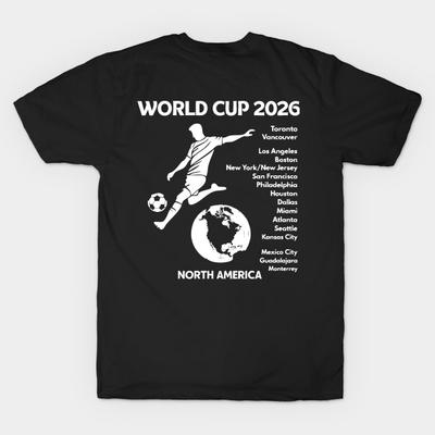 Men Black Print T-shirt Youth 2026 World Soccer Fan Cup Canada Usa Mexico No-Cut Heat Transfer Print Cotton Tshirt