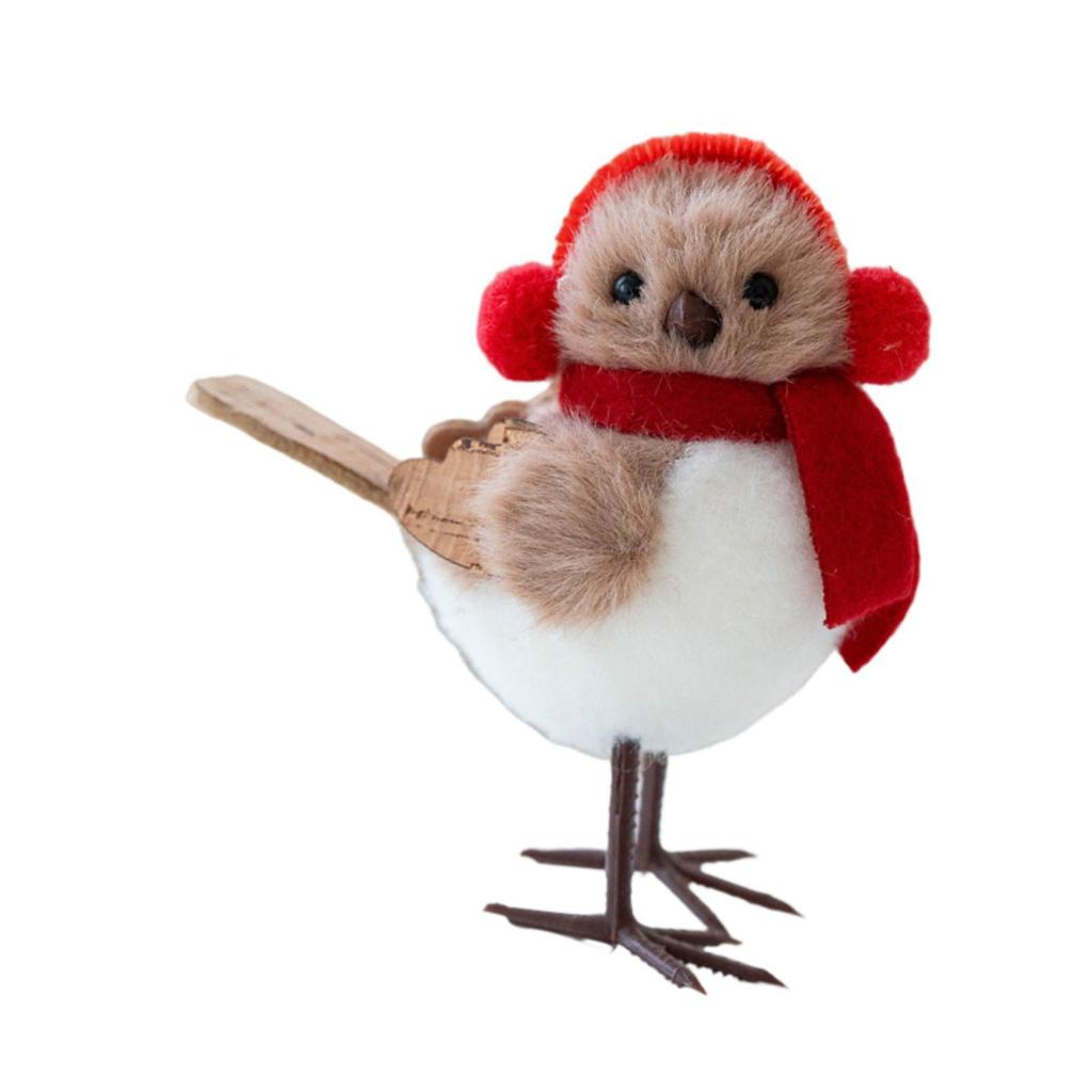 Christmas Table Decorations Bird Figurine Plush Doll Cute Ornamental Bird for Home Holiday Winter Party Decor