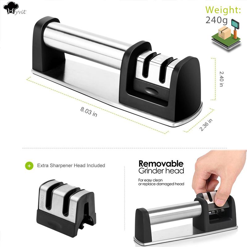 Knife Sharpener Handheld Multi-function 2 Stages Type Quick Sharpening Tool With Non-slip Base Kitchen Knives Accessories Gadget