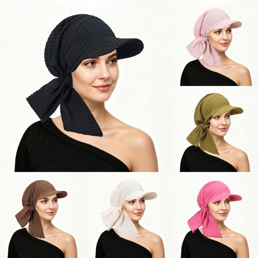 Sun Protection Turban Hat Curved Brim Sunshade Hat Casual Fabric Headscarf Outdoor