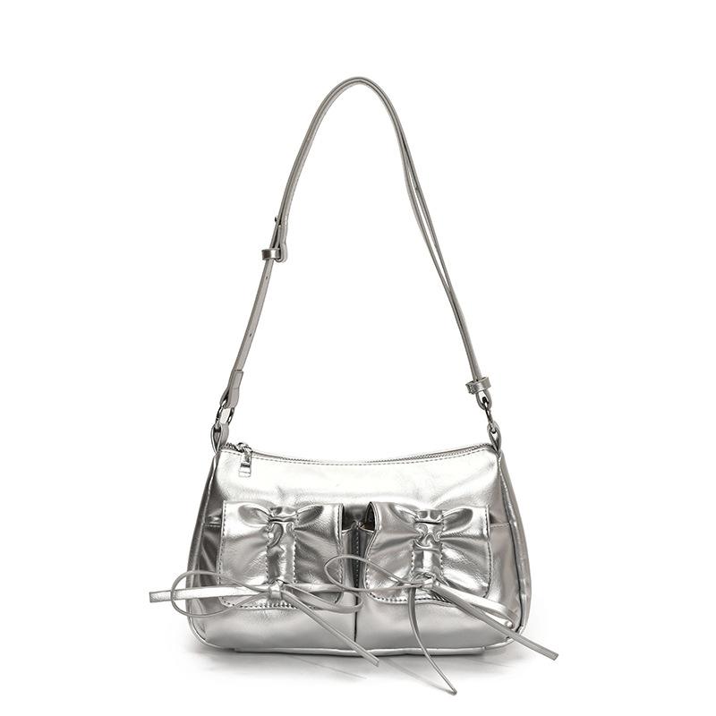 Fashion Bow Bag Women's New Versatile Solid Color Shoulder Bag Multi-pocket Messenger Bag