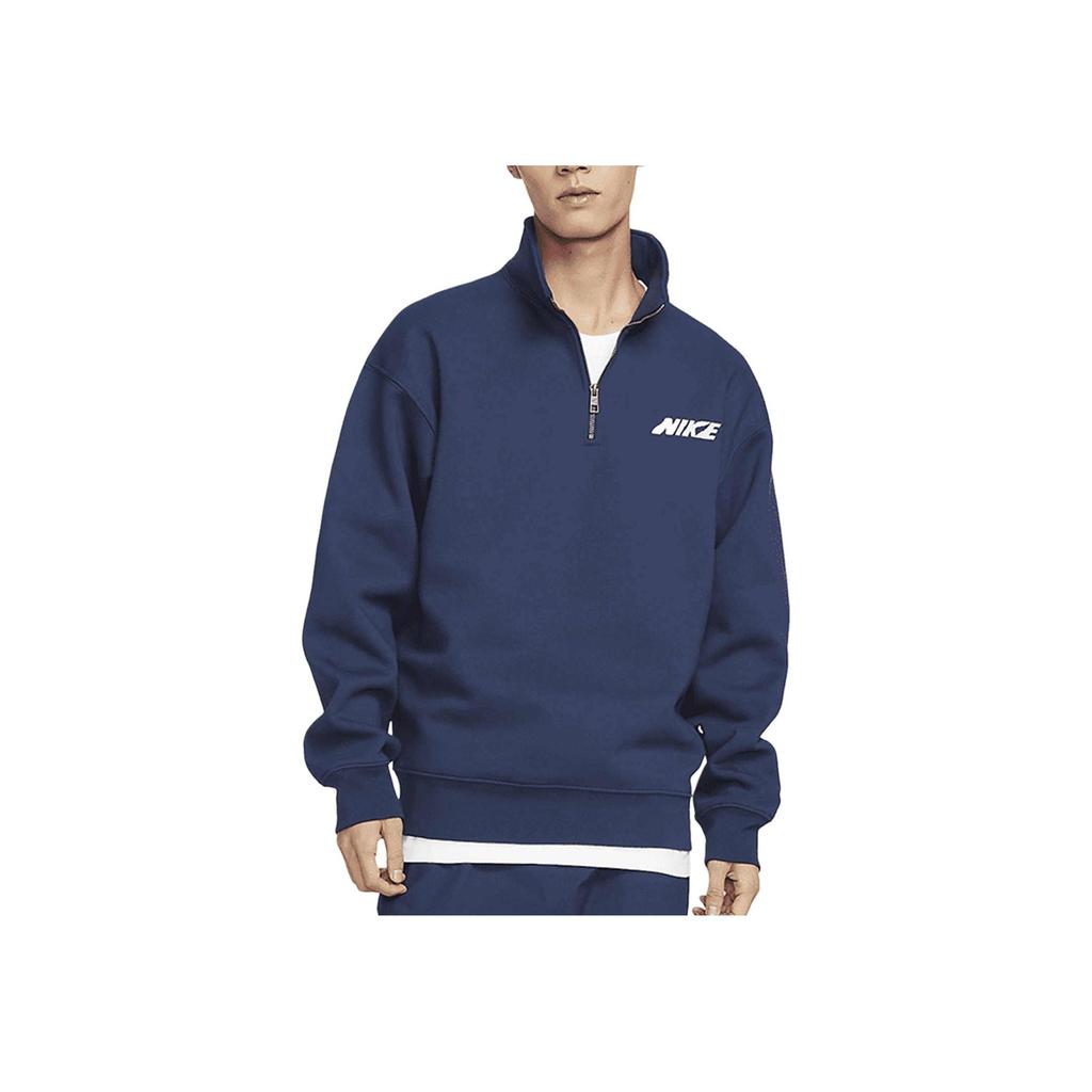 Nike Solid Color Logo Half-Zip Pullover Sweatshirt Men Tops Midnight-Blue DX4249-410