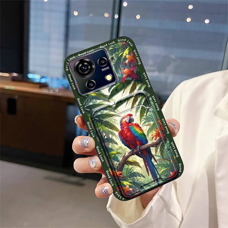 Card Slot Silicone Phone Case For ZTE Blade V50 Vita Fashion Design Dirt-resistant Waterproof Durable Anti-dust Card Bag