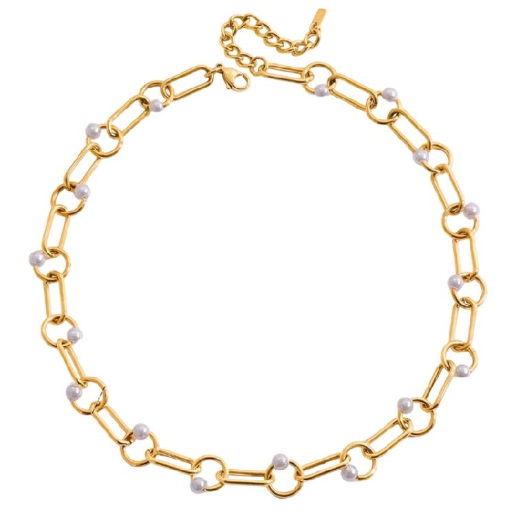 

Minimalist Pearls Accent Necklace Day To Night Jewelry Neck Chain Perfect Gift For Layering Stainless Steel Chain 1
